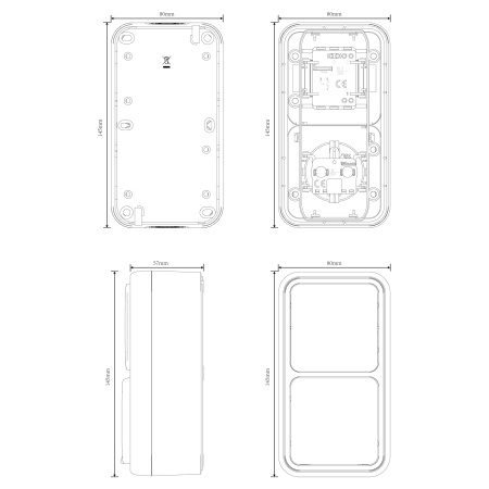 Donel W55 двойной блок накл. Роз.с защ.крышк.,+Переключатель 1-кл., серый, IP55, серия (тип) DIP55