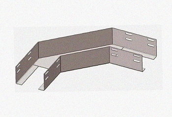 Лоток угловой замковый перфорированный КГЗ 400х100-135 (Rп300) УХЛ1 поворот на 135, радиус поворота трассы 300 мм, горячее цинкование, S1,5