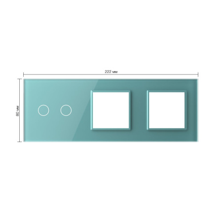 Панель для сенсорного выключателя и двух розеток, 2 клавиши, цвет зеленый, стекло Livolo