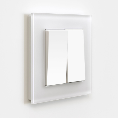 Выключатель двухклавишный проходной (белый матовый) СУ IP20 Werkel