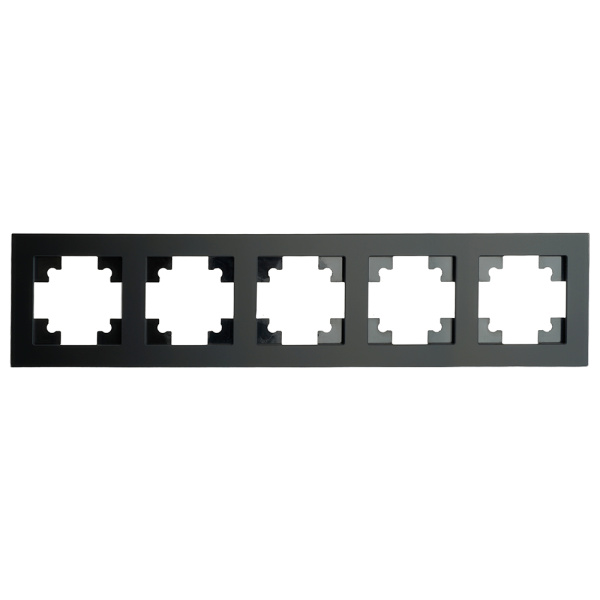 Рамка 5-местная, стекло, STEKKER, GFR00-7005-05М,серия Катрин, черный матовый