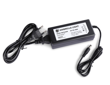 Блок питания для светодиодной ленты с вилкой 12V 48W 4A IP20 100-240V 130*58*35 GS8520 Ambrella Light
