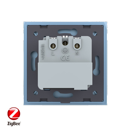 Розетка электрическая ZigBee (Wi-Fi) с заземлением защитными шторками 16A 1 пост Синяя Livolo