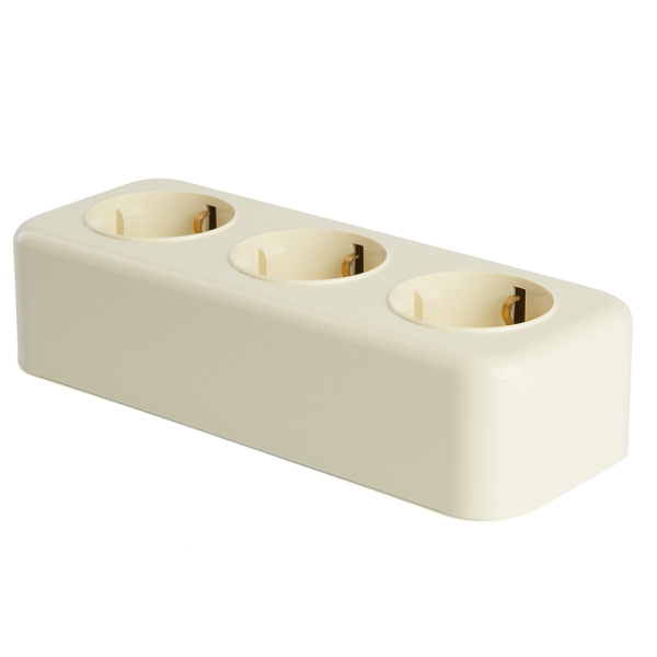 Розетка 3-местная с/з STEKKER, PST16-51-20 (RA 16-343-БЖ), пластик АВС, 250В, 16А, IP20, слоновая кость Розетка 3-местная с/з STEKKER, PST16-51-20 (RA 16-343-БЖ), пластик АВС, 250В, 16А, IP20, слоновая кость