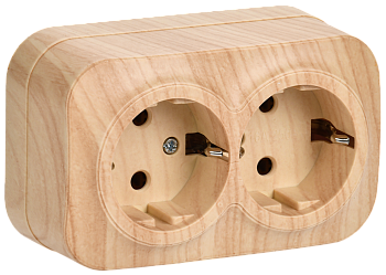 Розетка двухместная ОУ РС22-3-ХС с з/з 16А GLORY сосна IEK Розетка двухместная ОУ РС22-3-ХС с з/з 16А GLORY сосна IEK