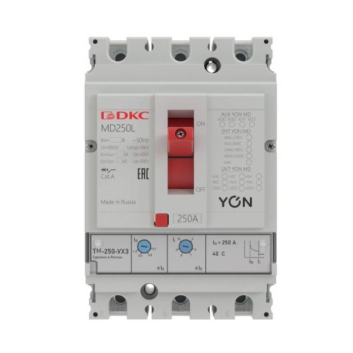 Выключатель автоматический ВА YON MD250L-TM020 3П 20А 25кА Ir 0.7…1xIn DKC фото 2