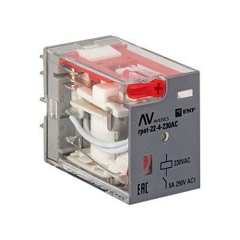 Реле промежуточное с кнопкой и мех, Индикацией RPAt 22/4 5A 230В AC AVERES EKF