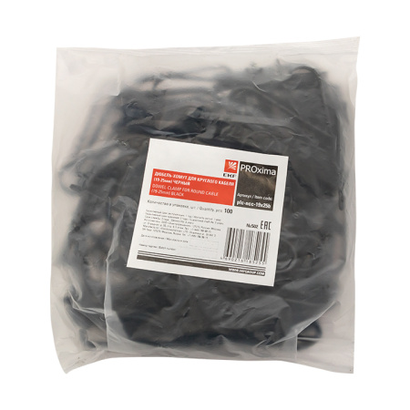 Дюбель-хомут для круглого кабеля (19-25мм) черный (100шт) PROxima EKF