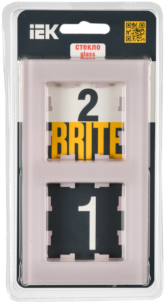 BRITE Рамка 2-мест. РУ-2-2-Бр стекло розовый матовый IEK
