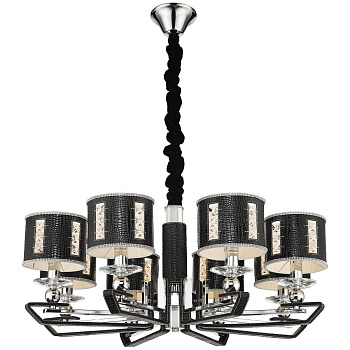 Люстра подвесная Хром, Черный/Черный, Прозрачный E14 8*40Вт WE393.08.023 WERTMARK