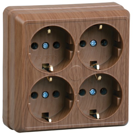 Розетка 4-местная ОУ РС24-3-ОД с з/з 16А ОКТАВА дуб IEK