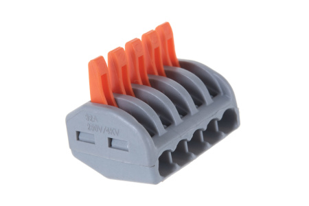 Cтроительно-монтажная клемма 5-проводная STEKKER, LD222-415 (5 штук в упаковке)