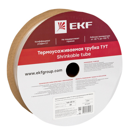 Термоусаживаемая трубка ТУТ 25/12,5 прозрачная рулон PROxima EKF