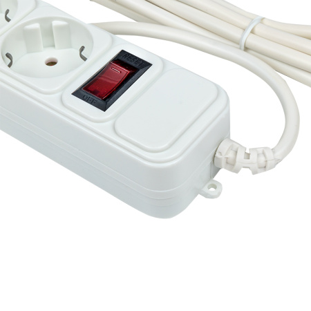 Сетевой фильтр 6*3м 10А/2,2 кВт с выкл, c/з ПВС 3х0,75 Блокбастер PROxima EKF