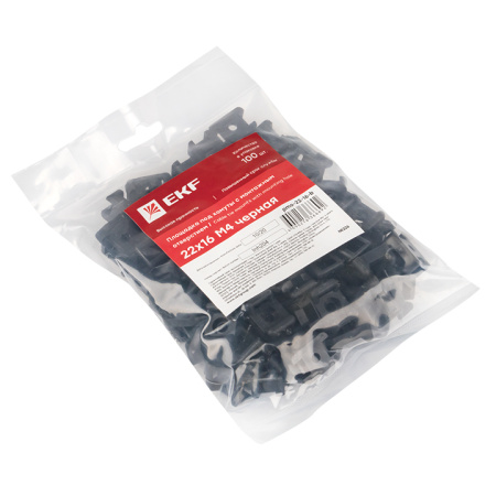 Площадка под хомуты (22x16) с монтажным отверстием М4 чёрная (100шт) PROxima EKF