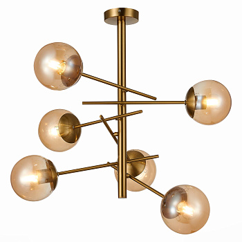 Люстра потолочная Латунь/Коньячный E27 6*60Вт SLE1099-312-06 EVOLUCE