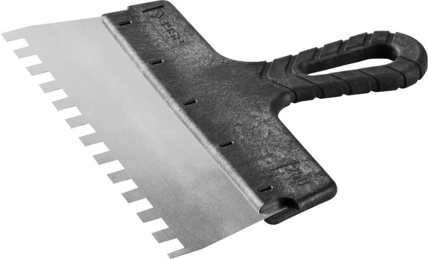 Шпатель "Мастер" ФАСАДНЫЙ, нержавеющее полотно, 250мм, зуб 10х10мм ЗУБР