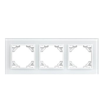 Минск Рамка 3-местная стеклянная белая EKF