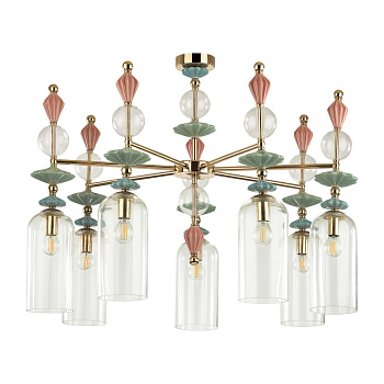 Люстра потолочная E14 7*40W BIZET золото/разноцветн./керамика/стекло ODEON LIGHT