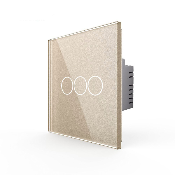 Трехклавишный сенсорный выключатель EU стандарт, 1 пост, цвет шампань Livolo