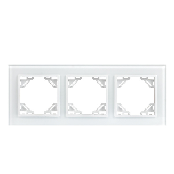 Минск Рамка 3-местная стеклянная белая EKF