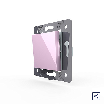 Одноклавишный проходной механический выключатель, цвет розовый (механизм) Livolo