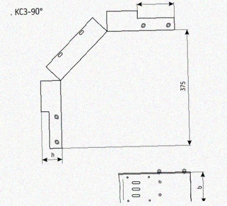 Лоток замковый перфорированный КСЗ 600х150-90 УТ1,5 для поворота трассы вниз на 90, оцинкованный лист, S1,5