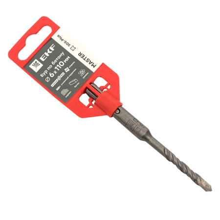 Бур по бетону SDS-plus 6х110 мм (2 резца)(4S спираль) Master EKF