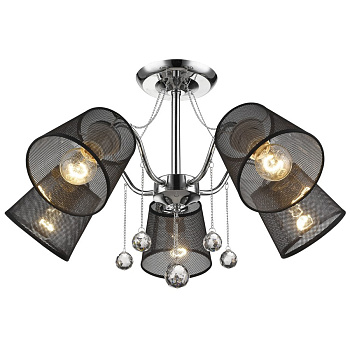 Люстра потолочная Хром/Черный E27 5*60Вт 118-107-05 VELANTE