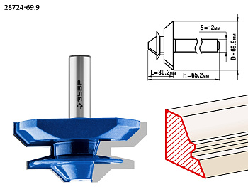 69,9x30мм, фреза кромочная для углового сращивания ЗУБР