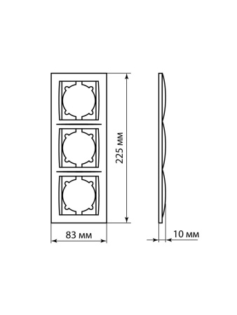 Рамка 3-х постовая вертикальная старинное серебро "Лама" TDM