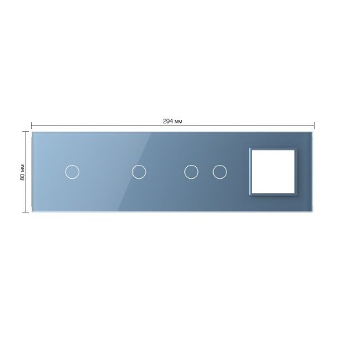 Панель для 3-х сенсорных выключателей и розетки, 4 клавиши (1+1+2), цвет синий, стекло Livolo фото 2