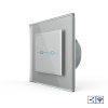 Сенсорный проходной радиоуправляемый выключатель Quadro 2 клавиши 1 пост Серый Livolo