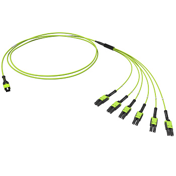 Оптическая разветвительная сборка 12ОВ 50/125 OM5 1xMTP PRO(12)/6хLC Duplex Uniboot 1м (предуст.конф.: MTP Male, тип полярности - прямая (Tx-Rx) DKC