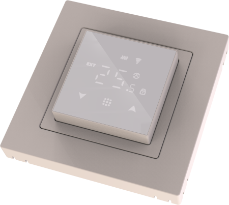 Donel Термостат с датчиком пола, программируемый, 16 A, 45*45 мм., стекло кашемир, серия DTEF