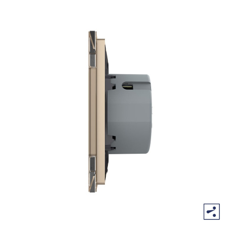 Сенсорный проходной выключатель Quadro 2 клавиши 1 пост Золотой Livolo