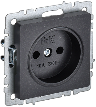 BRITE Розетка 1-местная без з/з без защитных шторок 10А РС10-1-0-БрЧ черный IEK