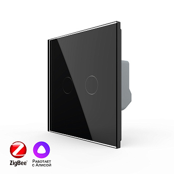 Двухклавишный умный сенсорный выключатель Livolo ZigBee, 1 пост, Черный VL-C702Z-2BG