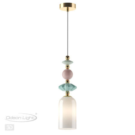 Подвес E14 1*40W CANDY золото/разноцветн./керамика/стекло C ODEON LIGHT