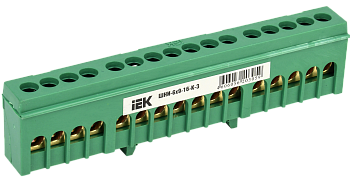 Шина PE "земля" в корпусном изоляторе на DIN-рейку ШНИ-6х9-16-К-З IEK