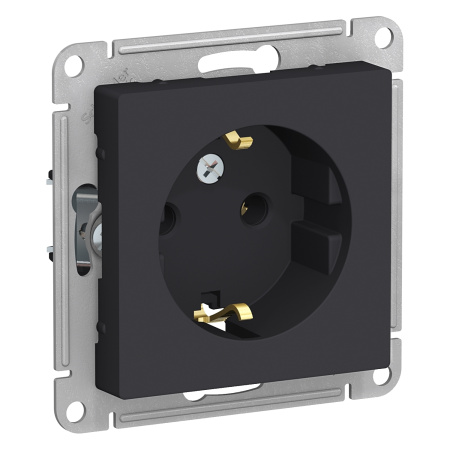 ATLASDESIGN Механизм розетки без лицевой панели СУ 1-м с заземл. 16А карбон IP20 (уп.10шт) Schneider Electric