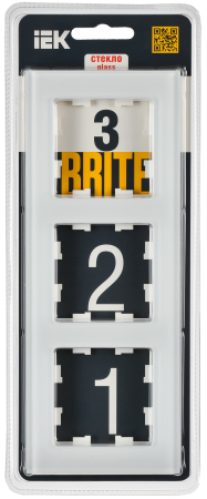 BRITE Рамка 3-мест. РУ-3-2-Бр стекло бел. матовый IEK