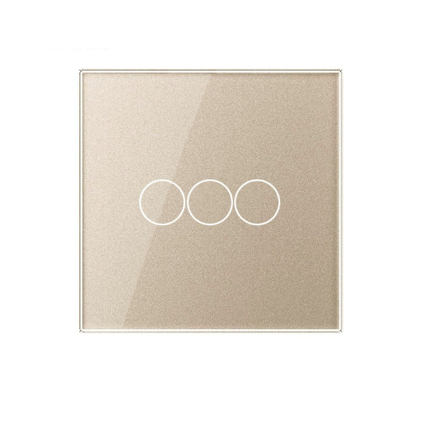 Трехклавишный сенсорный выключатель EU стандарт, 1 пост, цвет шампань Livolo