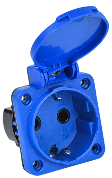 MAGNUM Розетка панельная SCHUKO РП11-3 с крышкой IP44 синий IEK