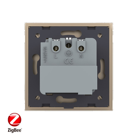 Розетка электрическая ZigBee (Wi-Fi) с заземлением защитными шторками 16A 1 пост Золотая Livolo
