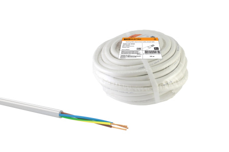 Провод ПВС 3х0,75 ГОСТ (30м), белый TDM