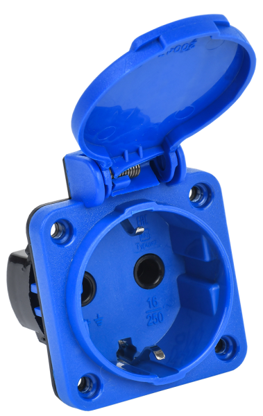 MAGNUM Розетка панельная SCHUKO РП11-3 с крышкой IP44 синий IEK