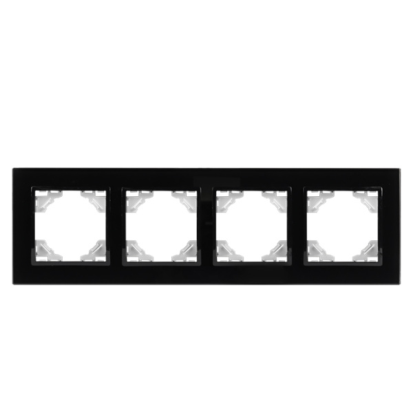 Минск Рамка 4-местная стеклянная черная EKF