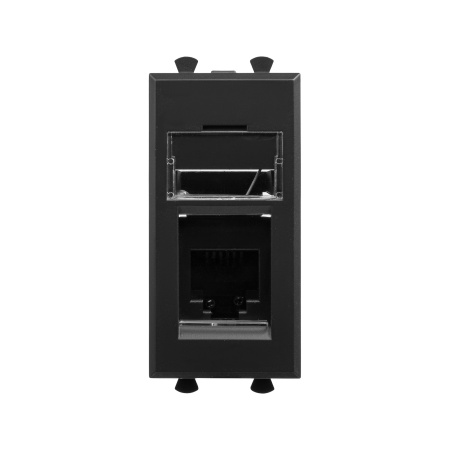 Телефонная розетка RJ-12 модульная, "Avanti", "Черный матовый", 1 модуль DKC Телефонная розетка RJ-12 модульная, "Avanti", "Черный матовый", 1 модуль DKC