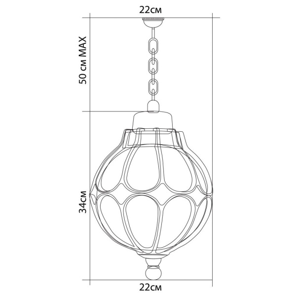 Светильник садово-парковый Feron PL3805 круглый на цепочке 60W 230V E27, черное золото